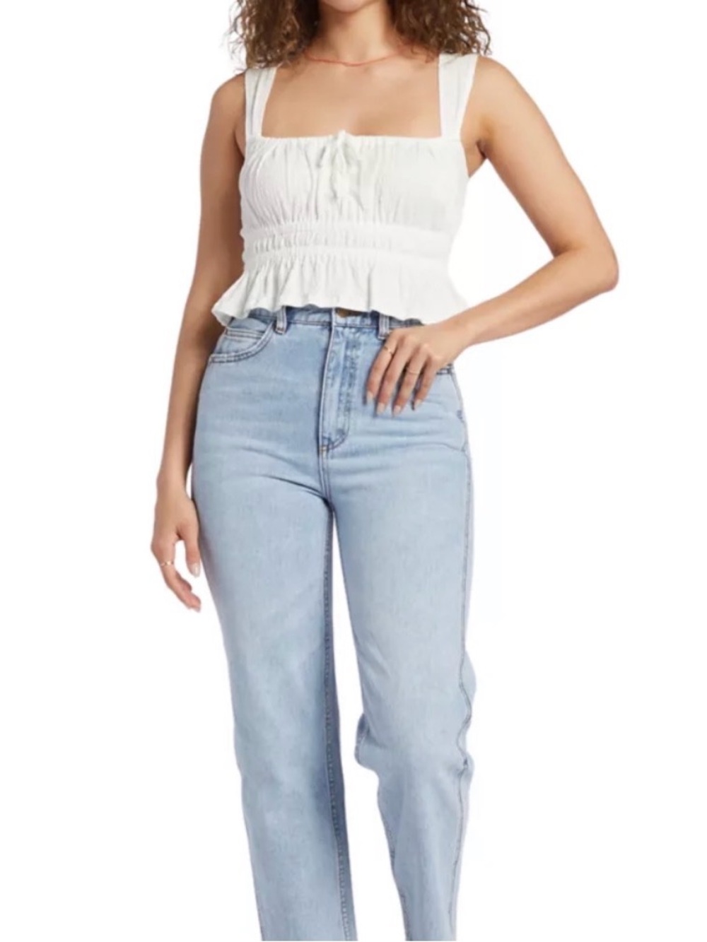 Billabong White Smocked Square-Neck Tank Top - Picture 5 of 7